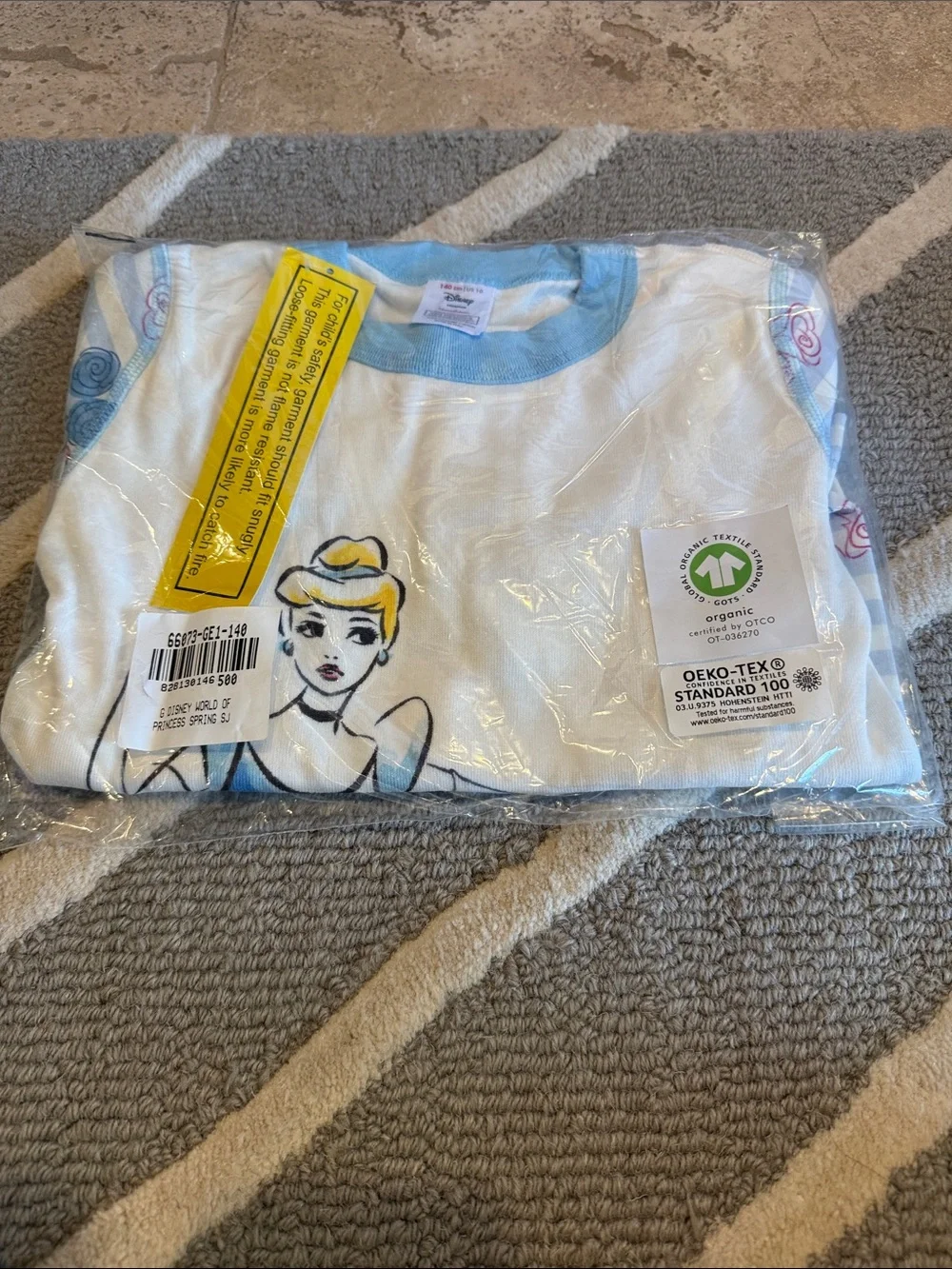 Hanna Andersson White Tee with Blue Trim and Princess Sketch